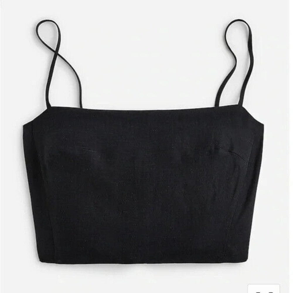 J Crew Women's Tie-Back Linen Cupro Tank Top Sleeveless in Black, Size L